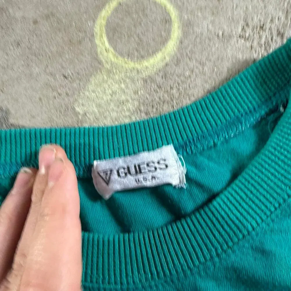 Vintage VTG 90’s Guess Jeans Striped Single Stitch Graphic T-Shirt - Picture 5 of 7